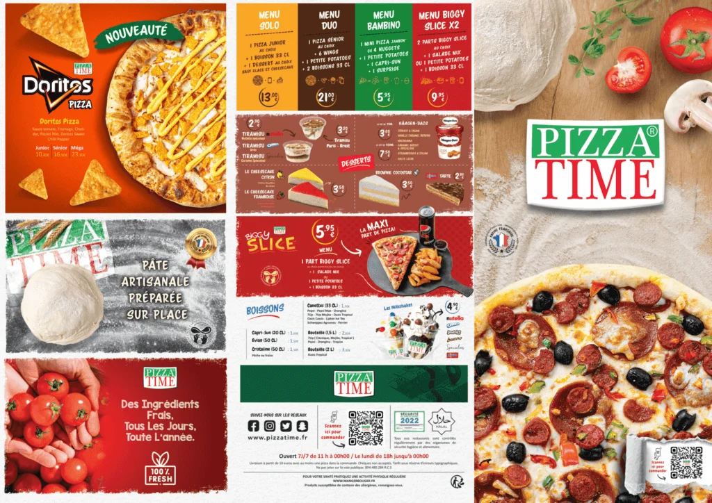 Pizza time menu carte