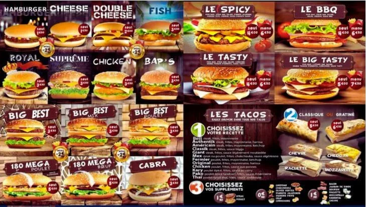 Best Burger Menu Card