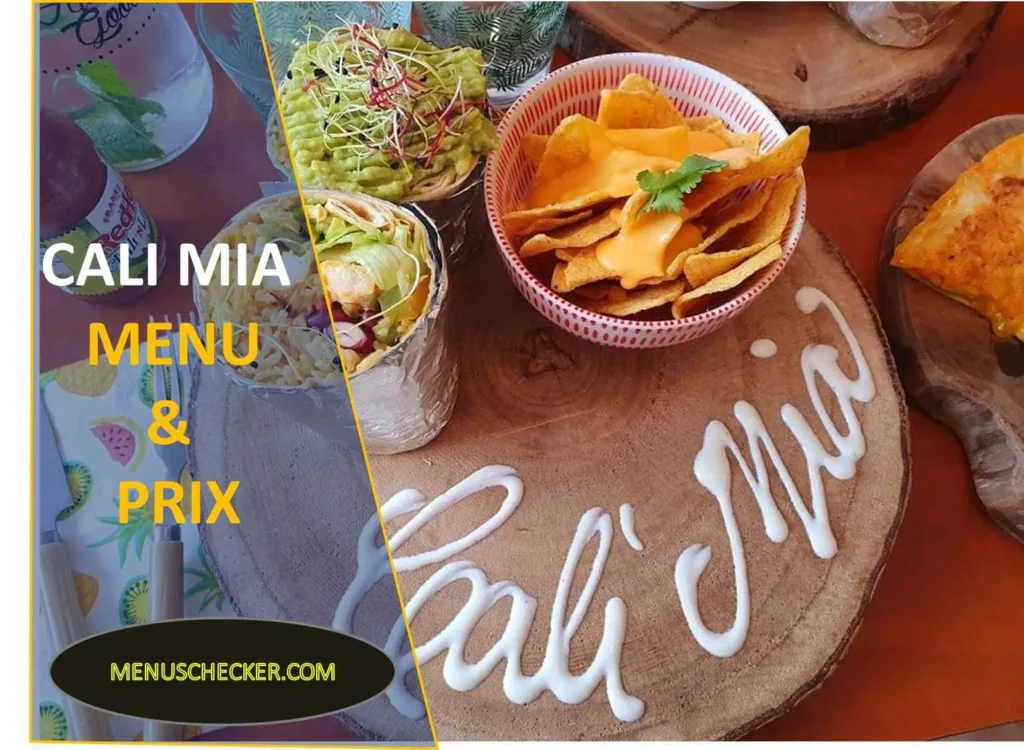 Cali Mia Menu and Prix france