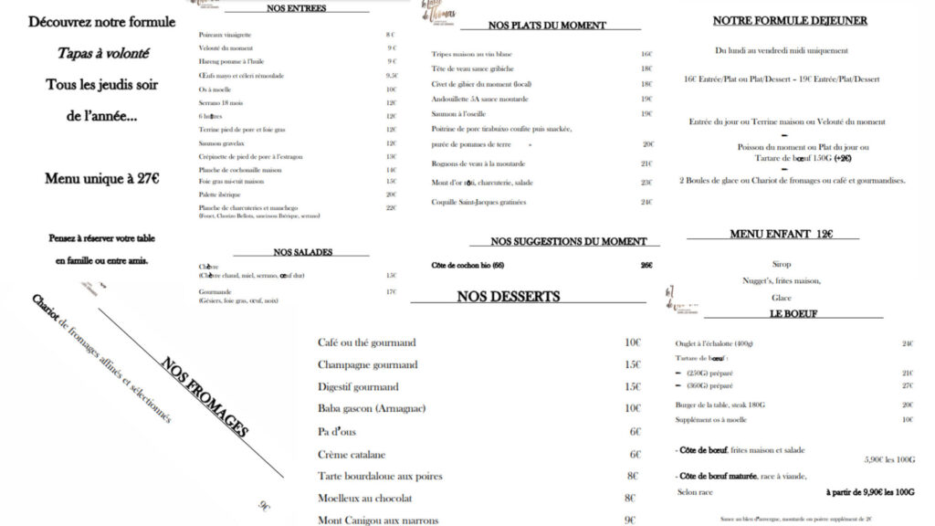 La Table De Thomas Carte