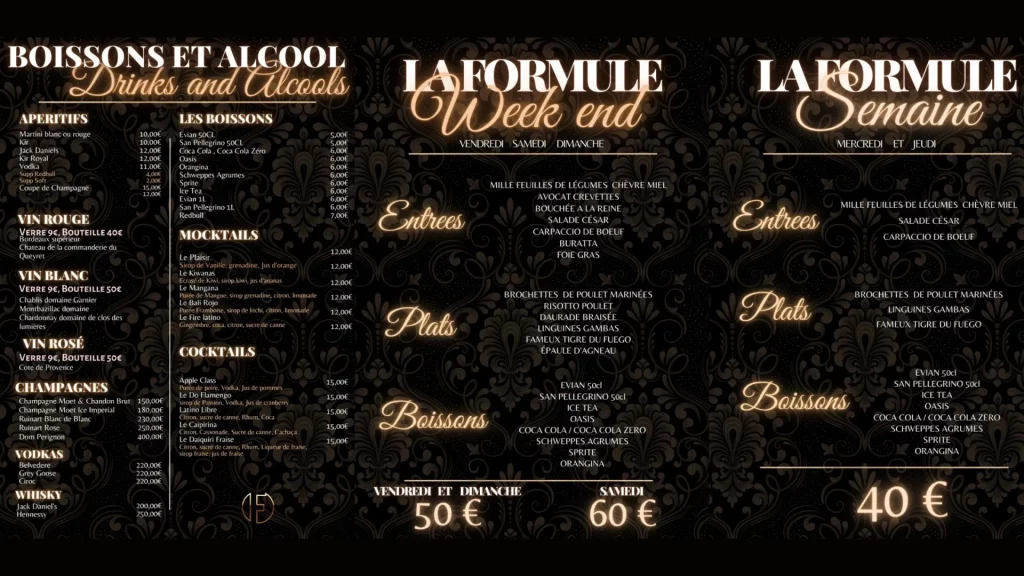 Fuego Latino Menu carte prix