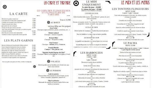 La Cuisine des Tontons carte