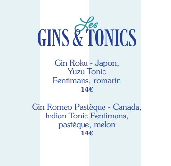 Le Comptoir Général gins & Tonics