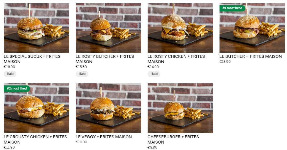 Burgers Menu