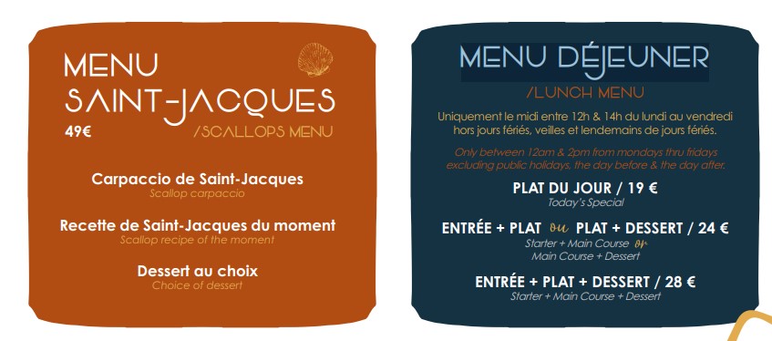 MENU DÉJEUNER