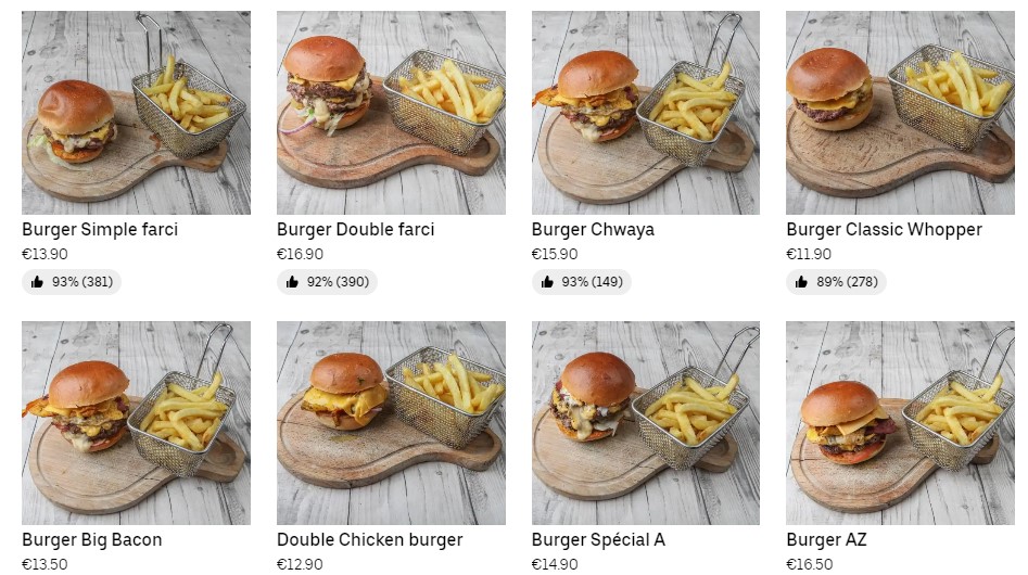 menu rouen burgers