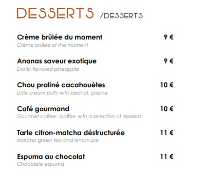 Réserve Péché Iodé DESSERTS Prix 