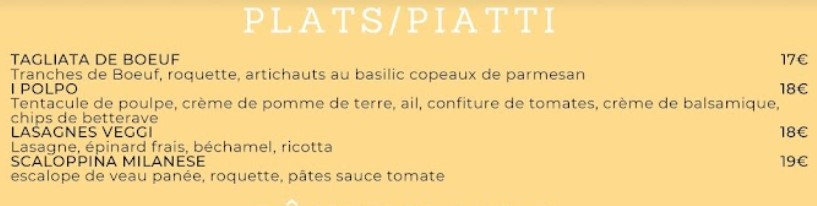 Plats / Piatti