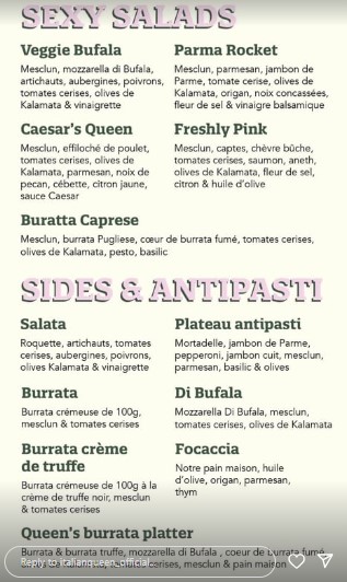 Italian queen  salades/ sides