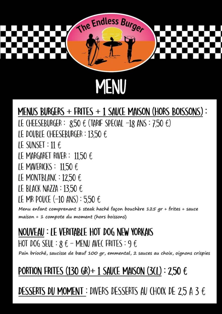 The Endless Burger menu 4