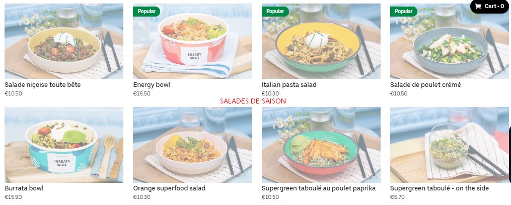 SALADES DE SAISON Carte & Prix