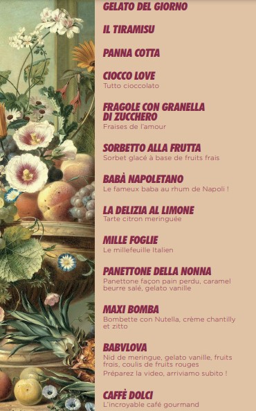 Babbo ristorante France menu