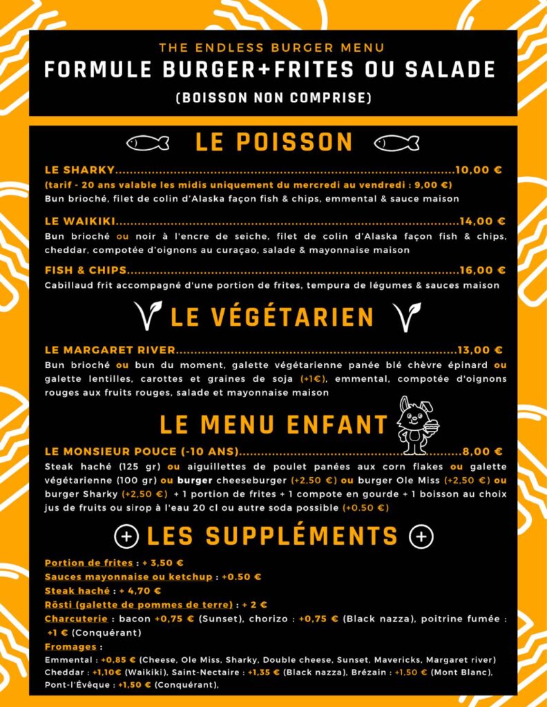 The Endless Burger menu 2