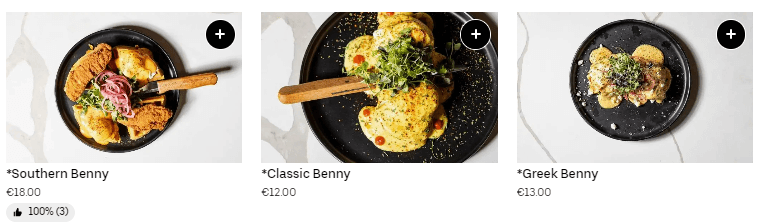 Benny’s Menu Prix