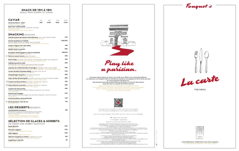 fouquet's menu carte