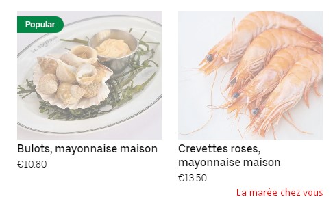 La marée chez vous Menu