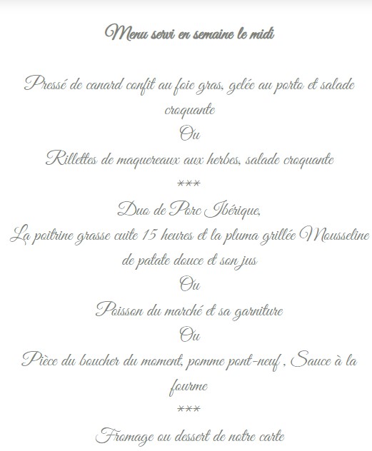 Auberge de Boisset Menu midi