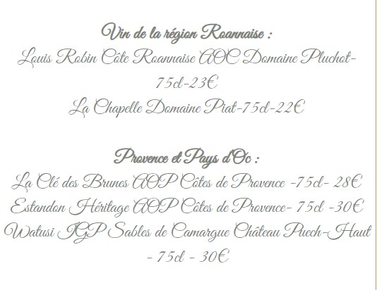 Auberge de Boisset Menu roses