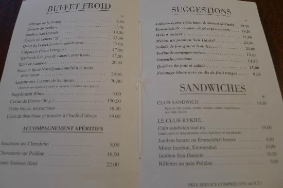 cafe de flore menu carte