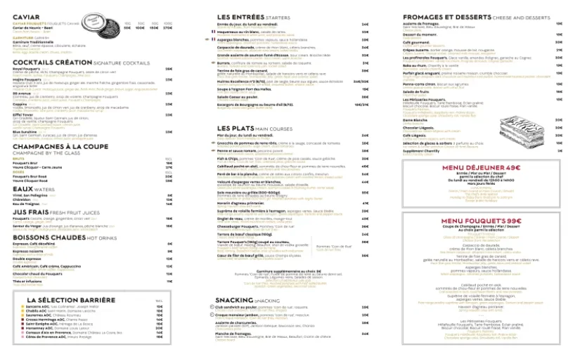 fouquet's menu