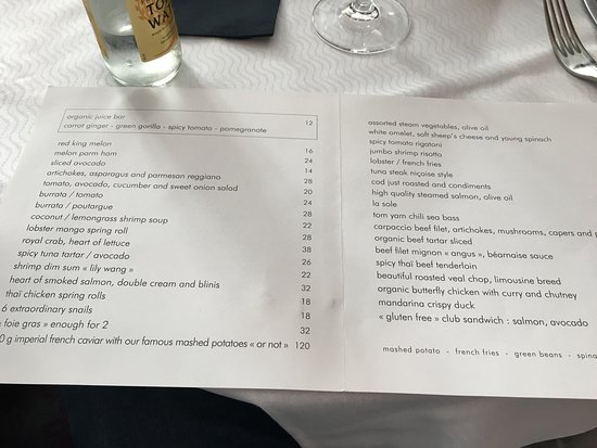 L'avenue menu carte